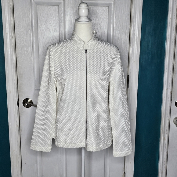 Eileen Fisher Textured Honeycomb Ivory Jacket Small - Picture 5 of 16